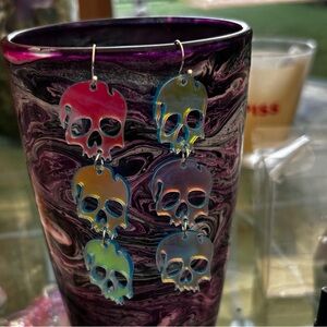 Reimagined Colorful Skull Dangle Earrings Color Changing based on View